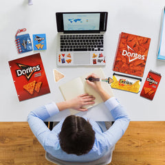 Doritos Journaling Set - Cute Stationary Set for Girls & Boys with Decal Stickers, Spirals, Notebook, Folder, Key chain, Pen, Eraser and Pencil Case