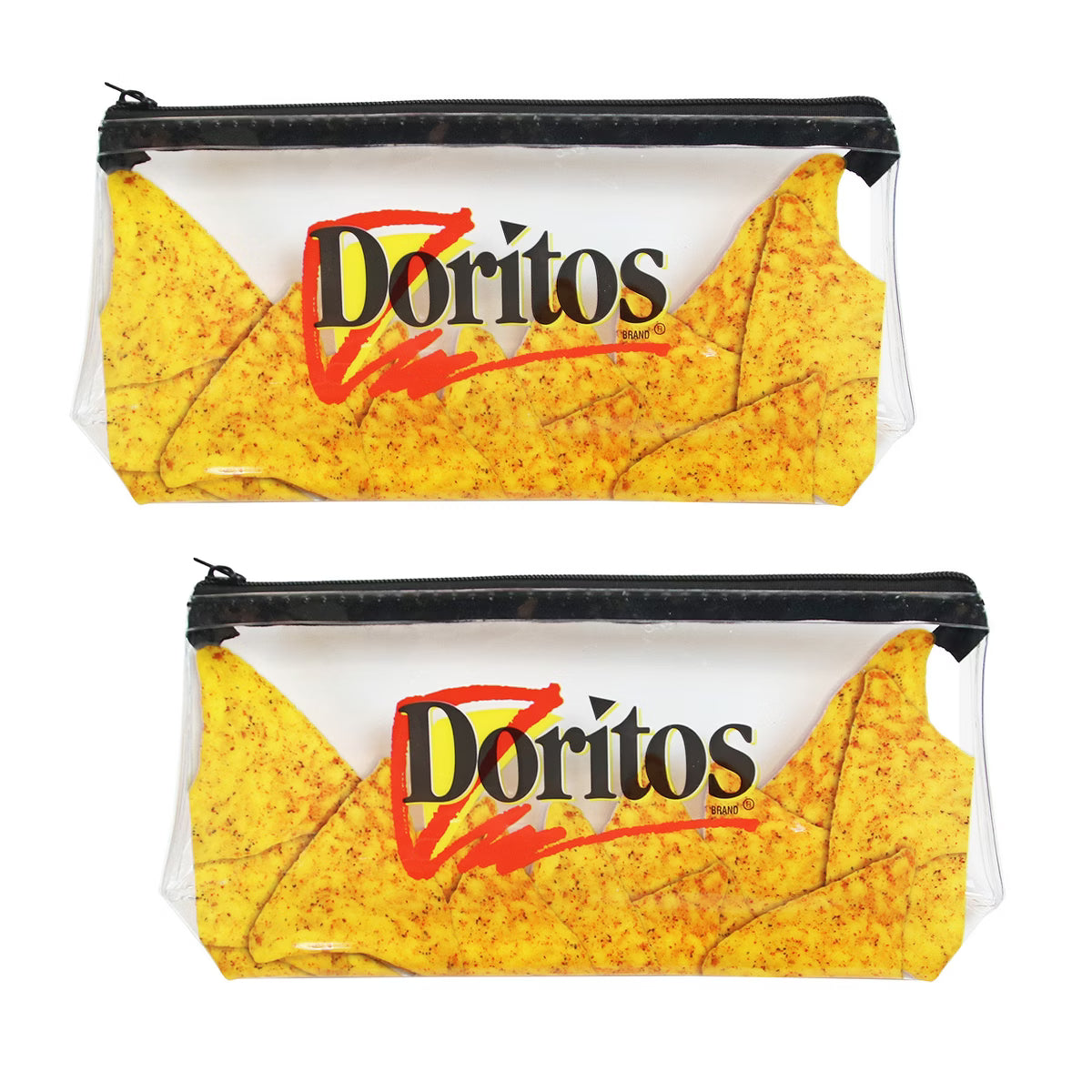 Doritos 2 Pack Clear Pencil Case with Zipper, Cute Plastic Clear Kids Pencil Case Pouch for School, College